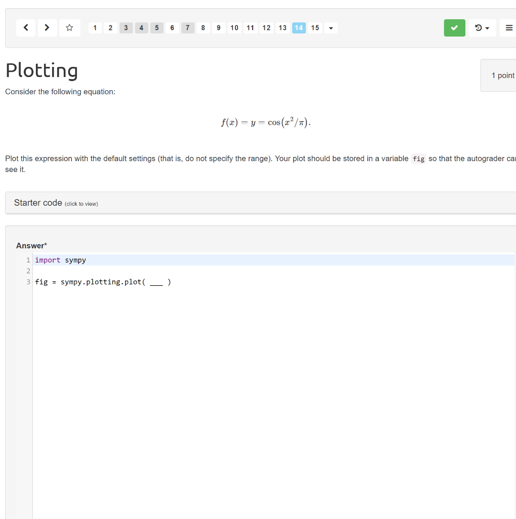 8 3 4 5 6 7 14 1 2 9 10 11 12 13 15 Plotting 1 point | Chegg.com