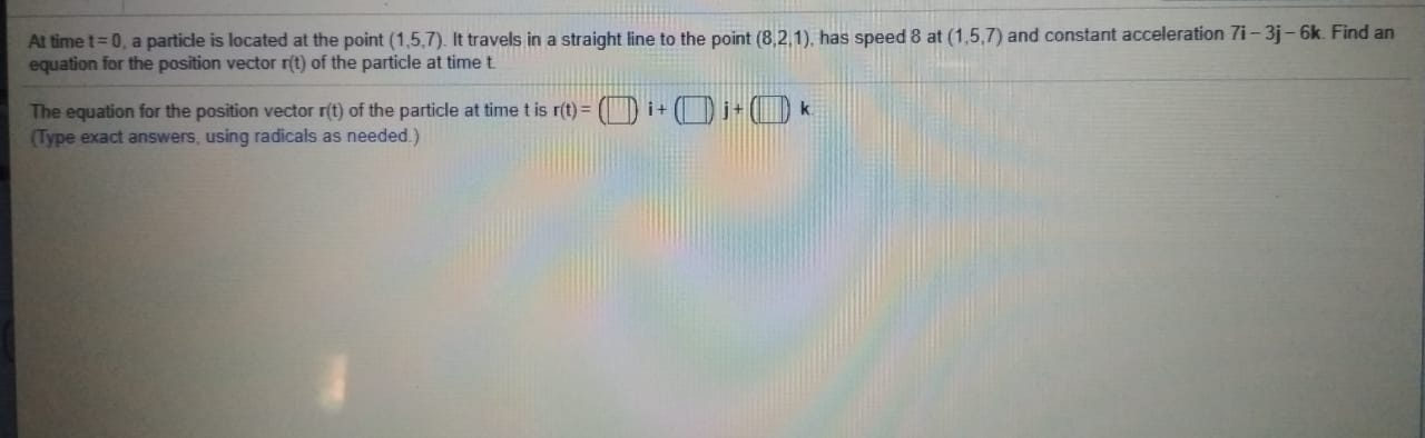 Solved At time t=0, a particle is located at the point | Chegg.com