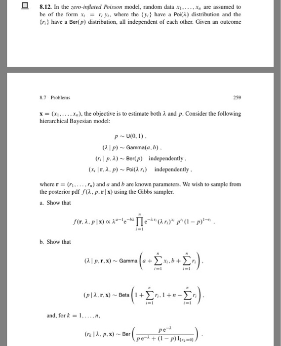 Solved In the zero-inflated Poisson model, random data x_1, | Chegg.com