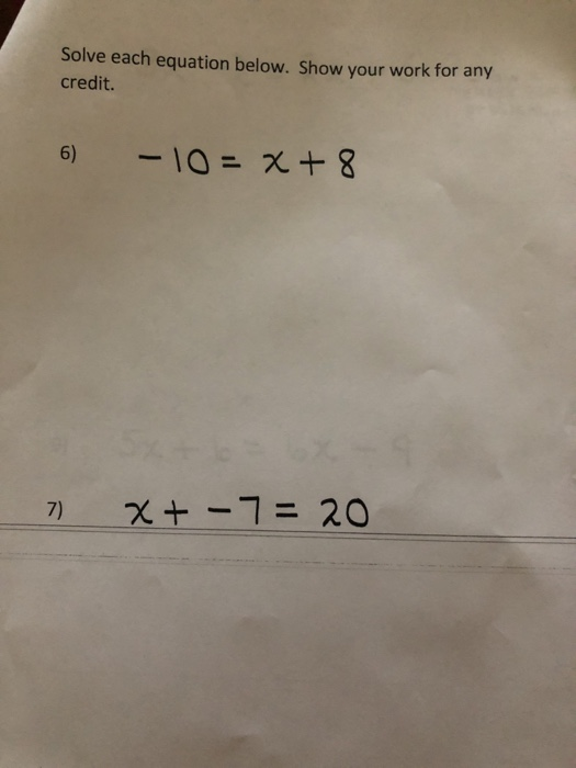Solved Solve each equation below. Show your work for any | Chegg.com