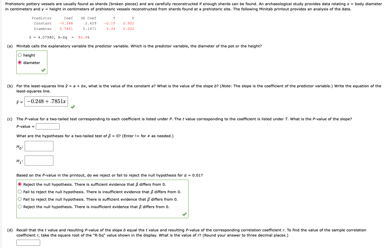 Solved Predictor Coef SE ﻿Coef T P ﻿ ﻿Constant | Chegg.com