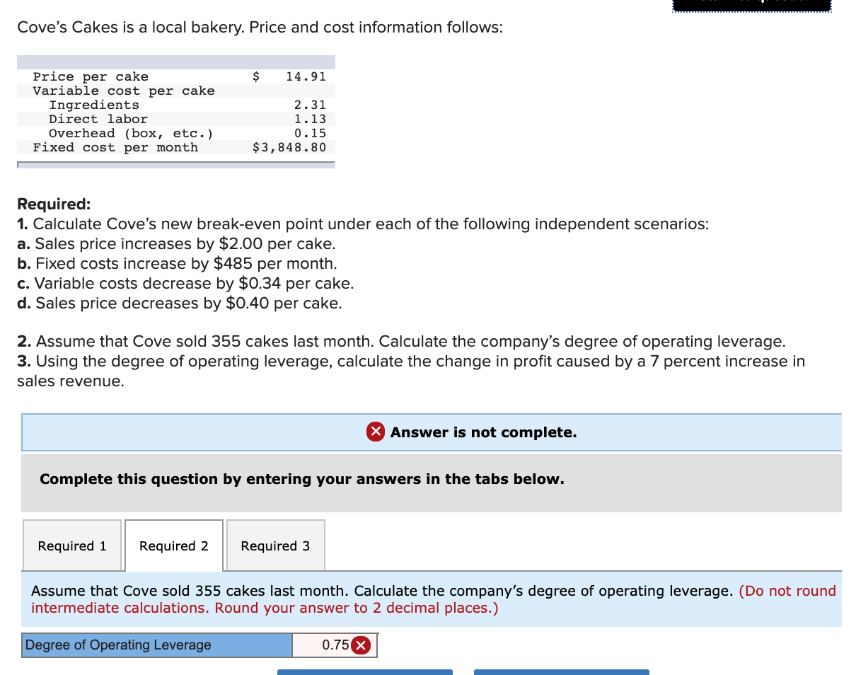 Solved Cove's Cakes is a local bakery. Price and cost