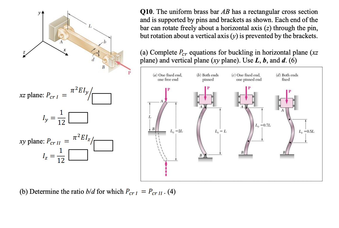 Solved Q10. The Uniform Brass Bar AB Has A Rectangular Cross | Chegg.com