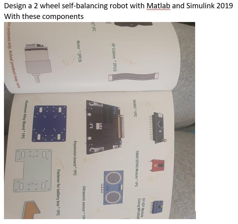 Design a 2 wheel self-balancing robot with Matlab and | Chegg.com