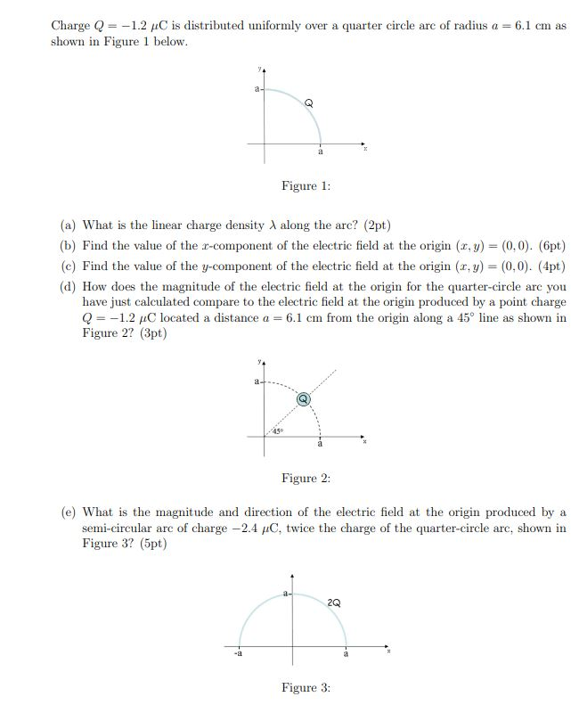 Solved Charge Q = -1.2 C is distributed uniformly over a | Chegg.com