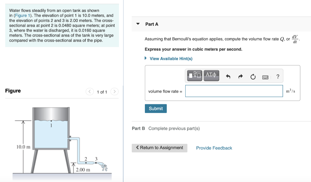 Solved Water flows steadily from an open tank as shown in | Chegg.com