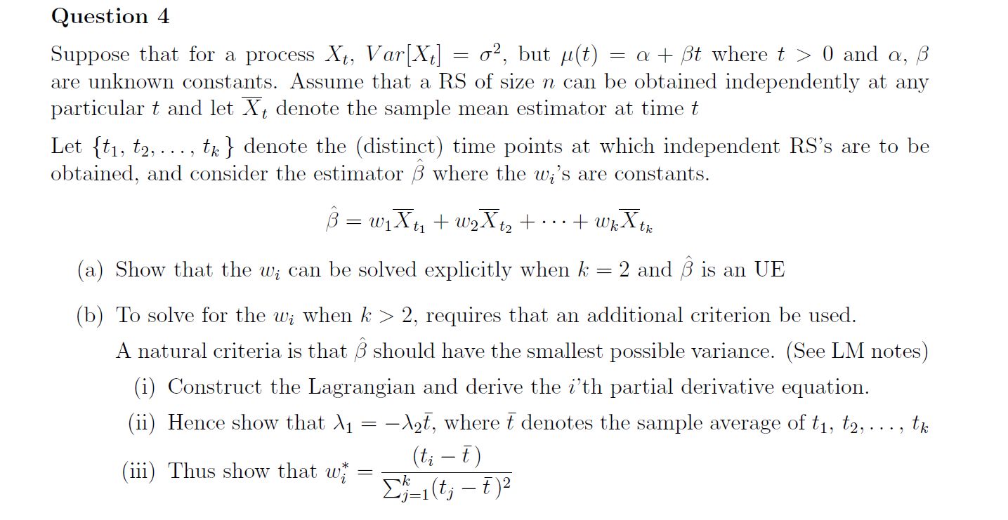 Question 4 Suppose That For A Process Xt Var Xt 02 Chegg Com