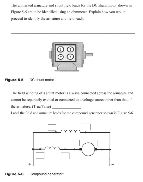 Solved The unmarked armature and shunt field leads for the | Chegg.com