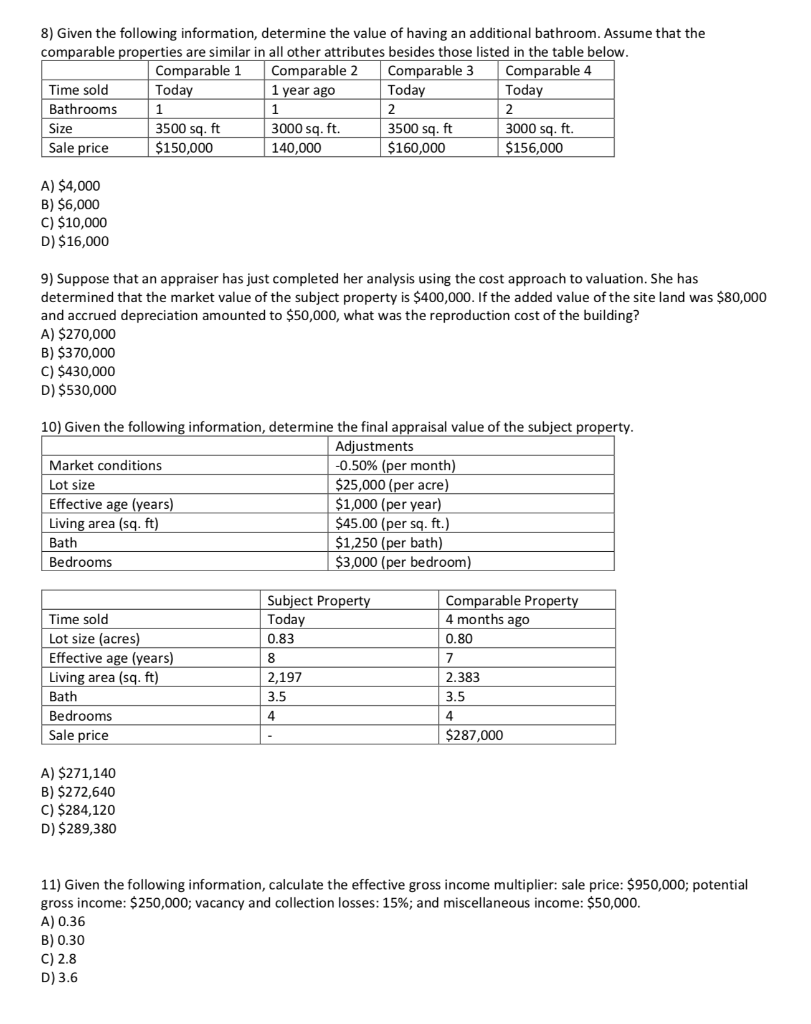 Solved 8) Given the following information, determine the | Chegg.com