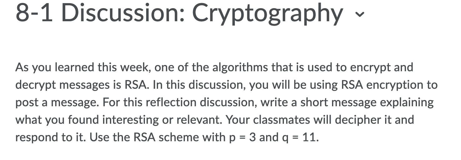 Solved 8-1 Discussion: Cryptography As you learned this | Chegg.com