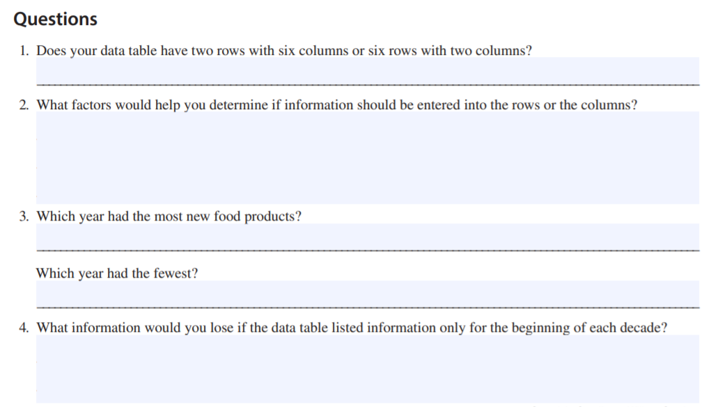 Solved 1. Data tables are made up of small boxes called Chegg