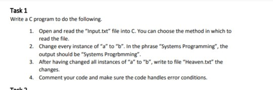 Solved Task 1 Write a C program to do the following. Open | Chegg.com