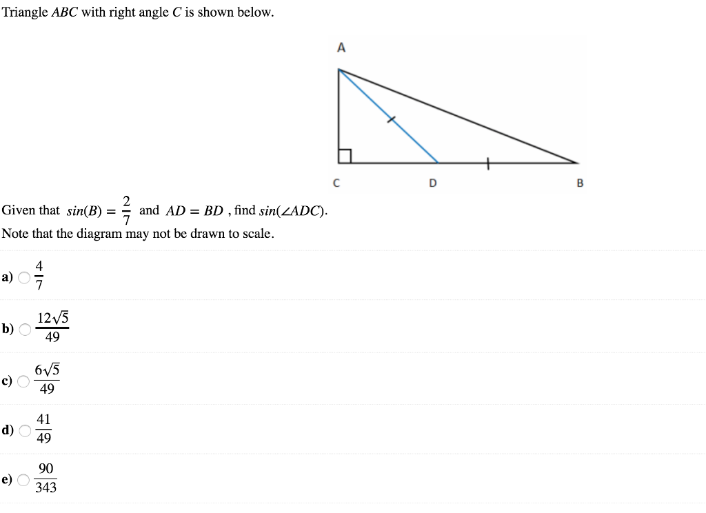 Solved Triangle ABC with right angle C is shown below Given | Chegg.com