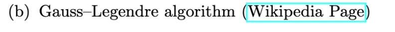 (b) Gauss-Legendre algorithm (Wikipedia Page)