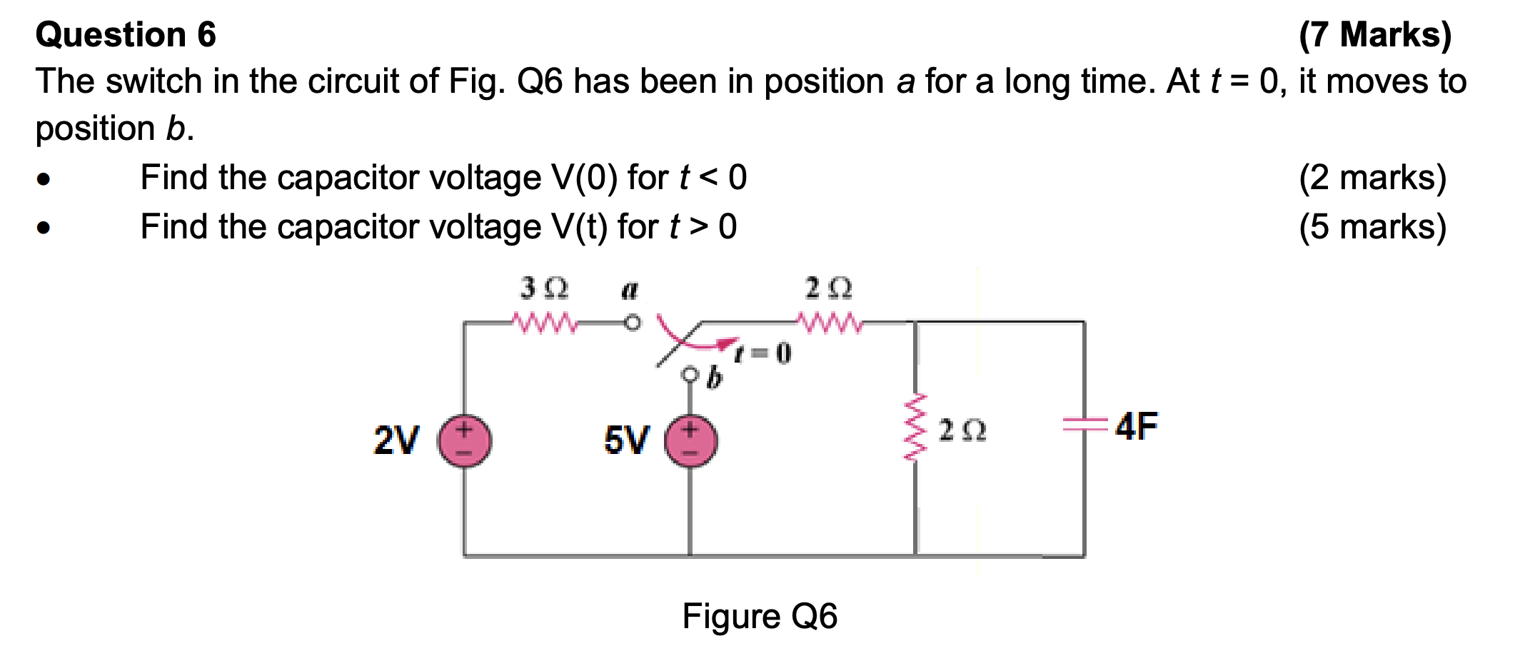 Solved Question 6 (7 Marks) The switch in the circuit of | Chegg.com