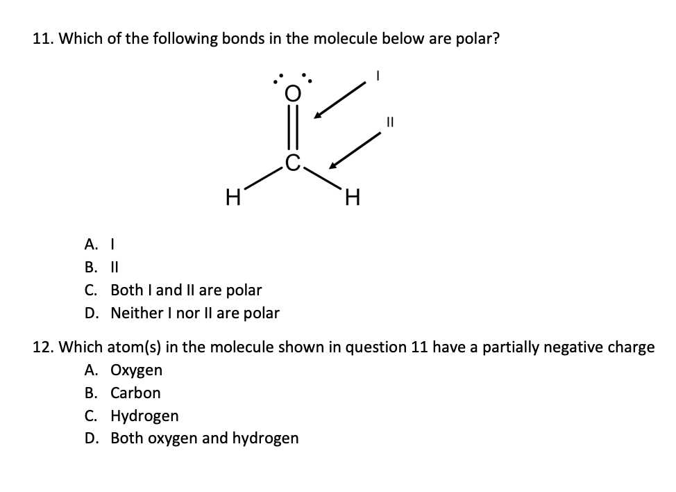 Solved Which atom(s) ﻿in the molecule shown in question 11 | Chegg.com