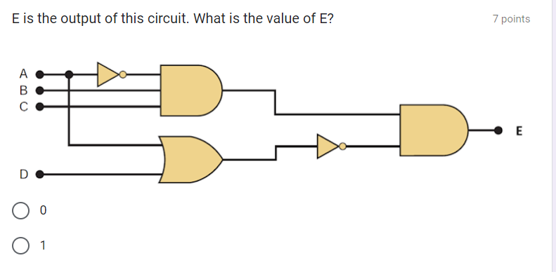 E is the output of this circuit. What is the value of | Chegg.com