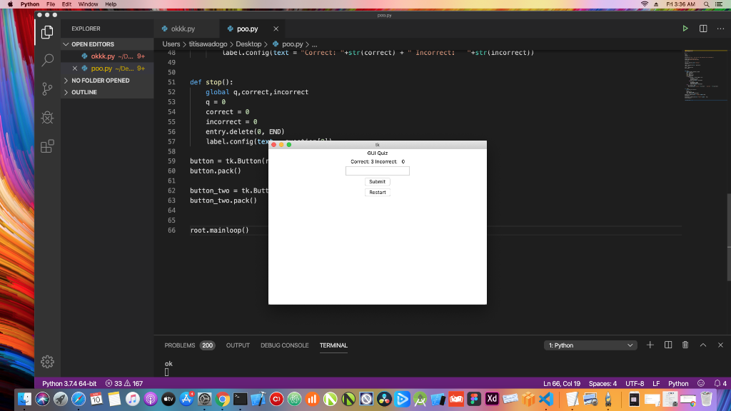 Solved I got a code in python with tkinter. The issue is | Chegg.com