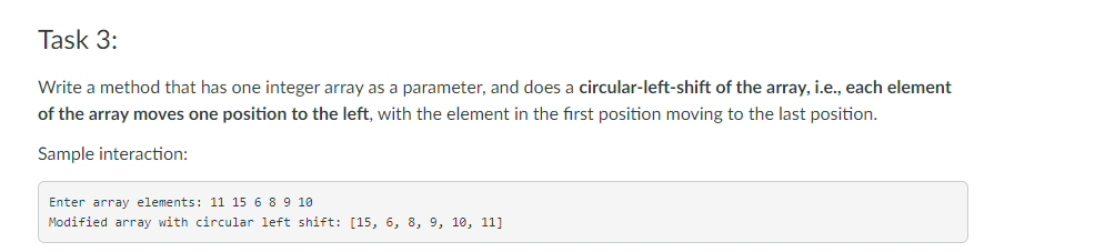 Solved Task 3: Write a method that has one integer array as | Chegg.com