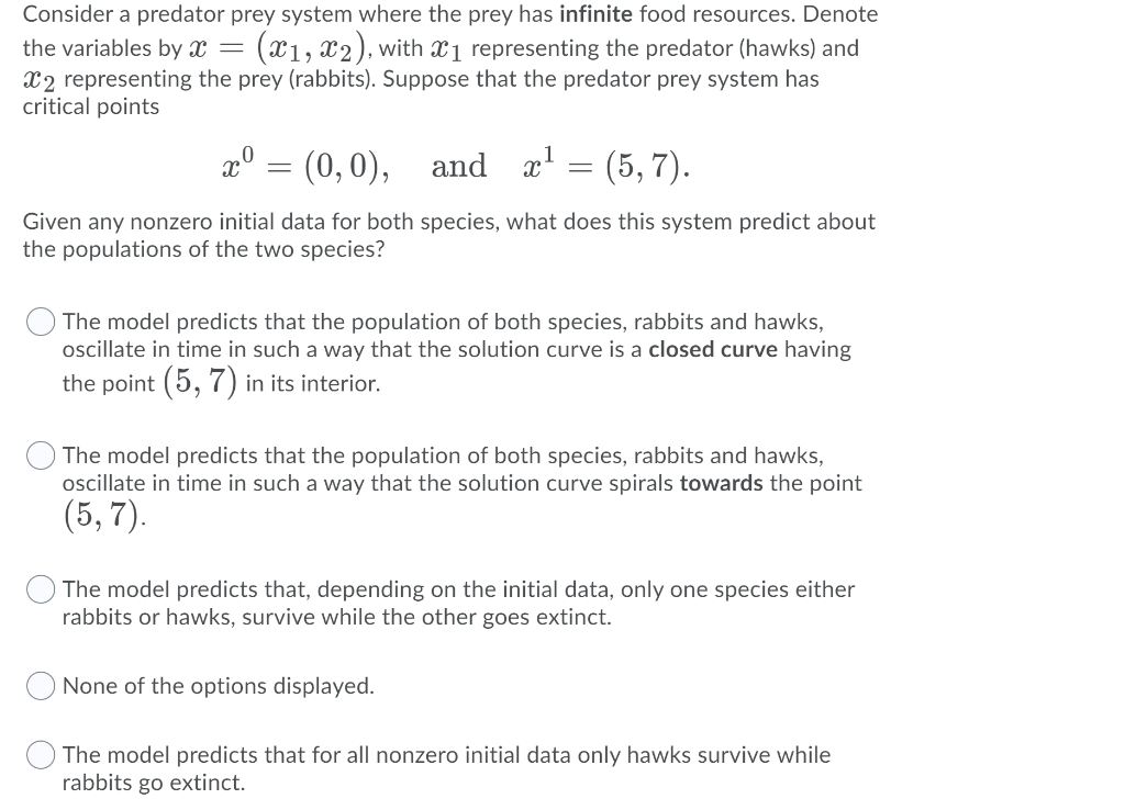 Solved Consider A Predator Prey System Where The Prey Has | Chegg.com