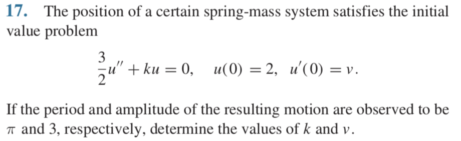 Solved 17. The position of a certain spring-mass system | Chegg.com