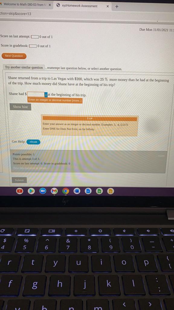 Solved Welcome to Math 080-03 from X xyzHomework Assessment | Chegg.com