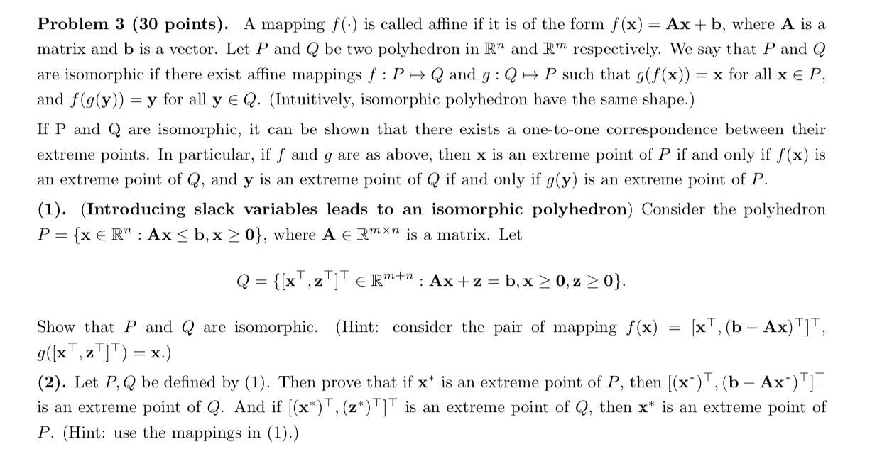 Solved = Problem 3 (30 points). A mapping f() is called | Chegg.com