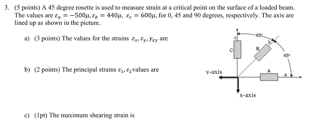 Solved (5 points) A 45 degree rosette is used to measure | Chegg.com