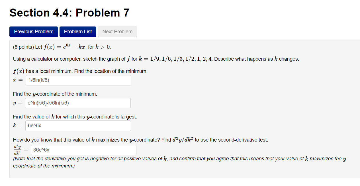 Solved 8 Points Let F X E6x−kx For K 0 Using A