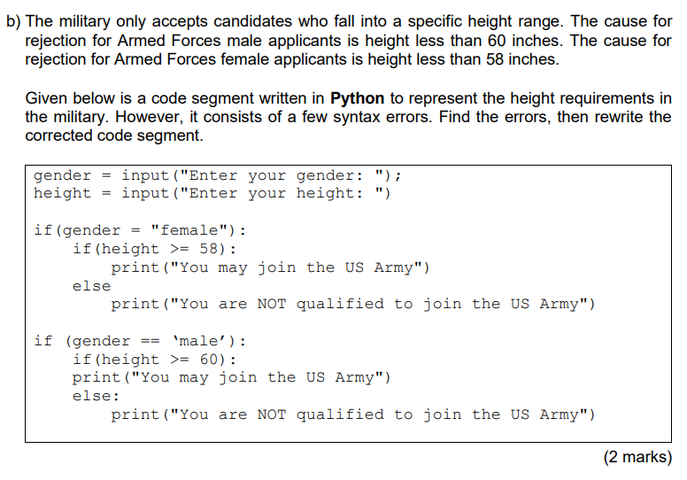 Solved a) The following code is written in Python: i. | Chegg.com
