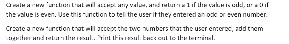 Solved Create a new function that will accept any value, and | Chegg.com