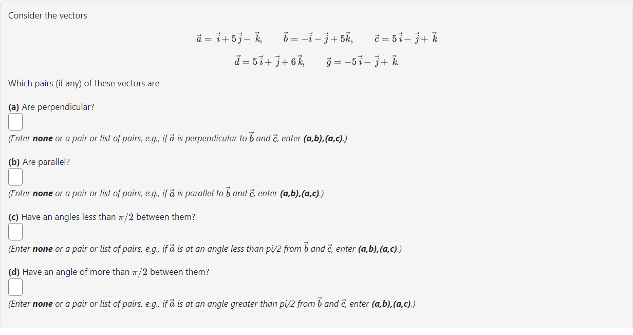 Solved Consider the vectors | Chegg.com