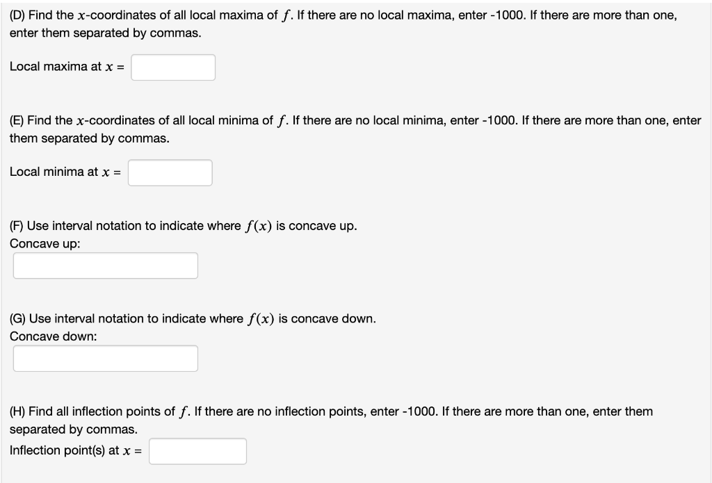 Solved (1 point) Suppose that f(x)=x+64x−6 (A) Find all