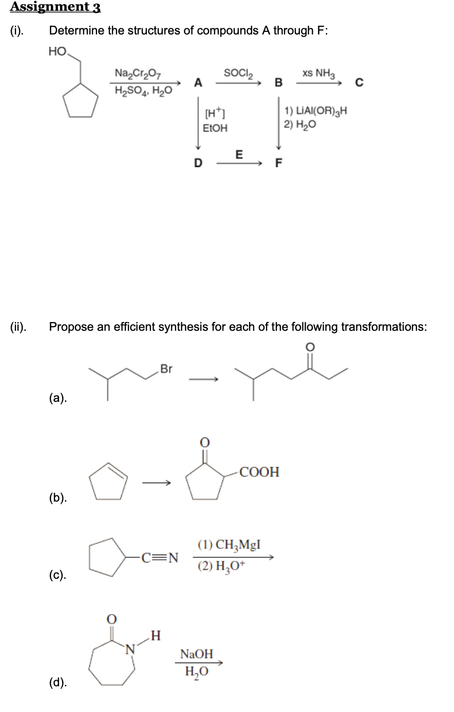 Solved Assignment 3 (i). Determine The Structures Of | Chegg.com