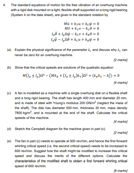 4 The Standard Equations Of Motion For The Free V Chegg Com