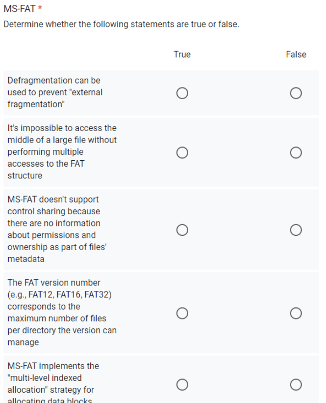 Solved MS-FAT * Determine whether the following statements | Chegg.com
