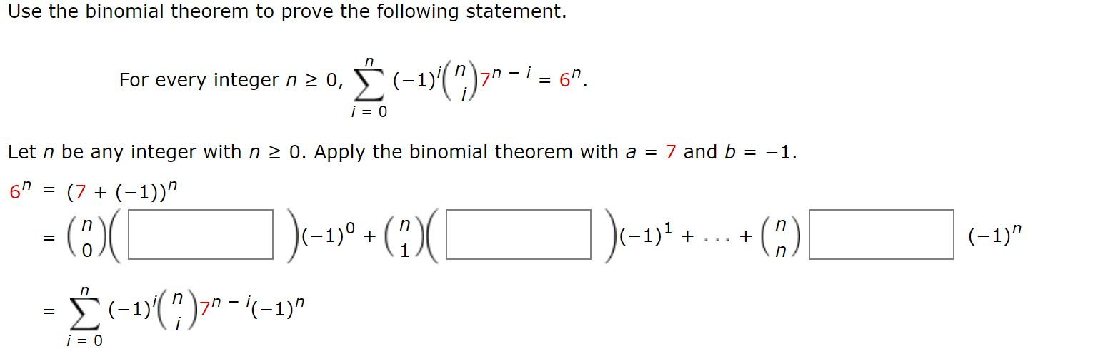 Solved Use The Binomial Theorem To Prove The Following