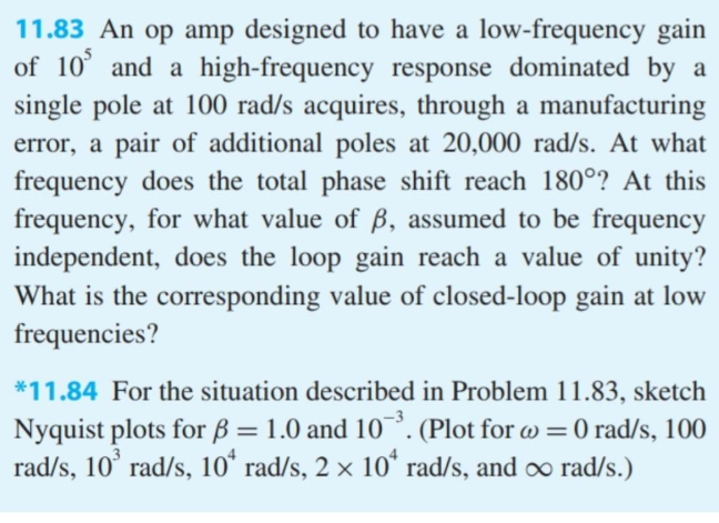 11.83 An op amp designed to have a low-frequency gain | Chegg.com