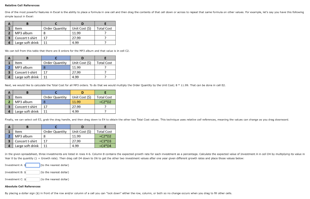 B C D E F H I J M 1 RELATIVE CELL REFERENCES 2 Chegg