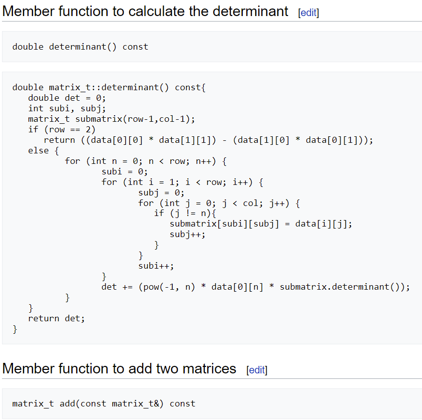 Solved Construct a matrix_t class with the following fields | Chegg.com