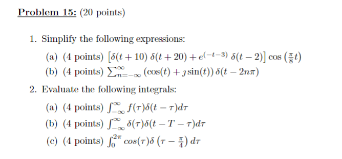 Solved 1. Simplify The Following Expressions: (a) (4 Points) | Chegg.com