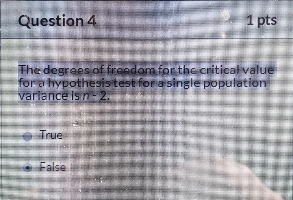 Solved Question 2 1 pts The test statistic that is used to | Chegg.com