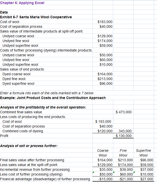 Solved Chapter 6 Applying Excel Data Exhibit 67 Santa