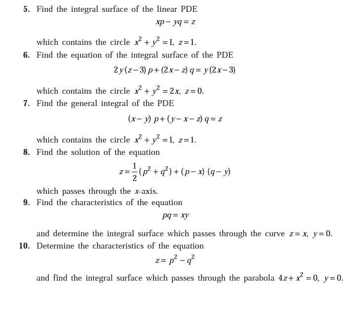 Solved 5 Find The Integral Surface Of The Linear Pde Xp Chegg Com