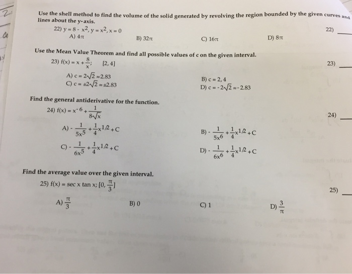 Solved Use the shell method to find the volume of the solid | Chegg.com