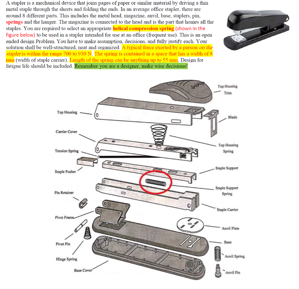 Solved A stapler is a mechanical device that joins pages of