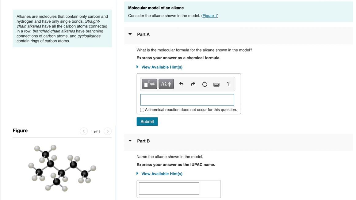 Solved Molecular model of an alkane Alkanes are molecules | Chegg.com