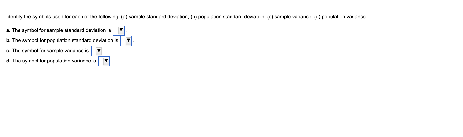 sample variance symbol