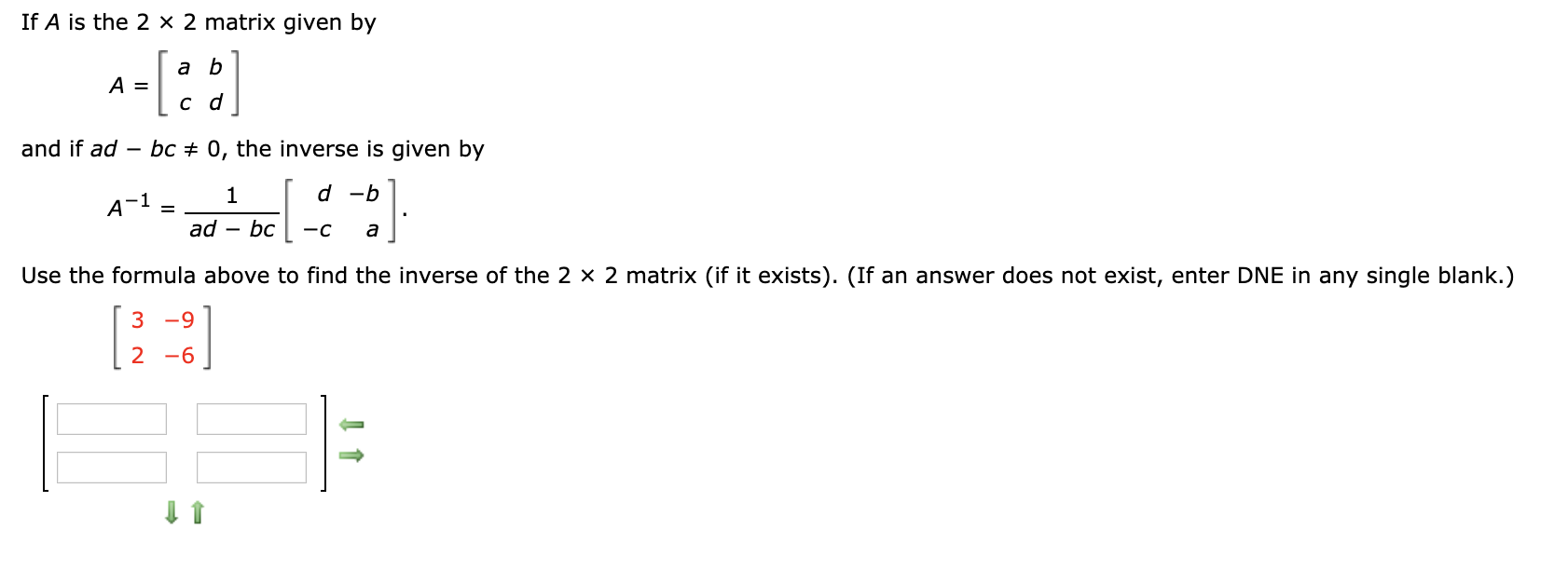 Solved If A Is The 2 2 Matrix Given By A A B C D And If Chegg Com