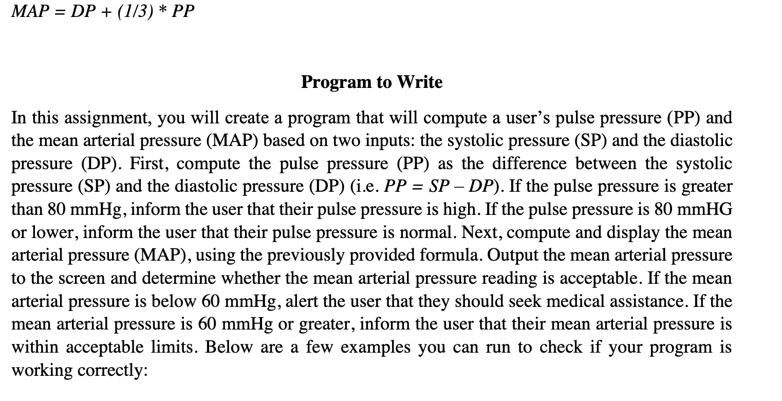 Solved MAP = DP + (1/3) * PP Program to Write In this | Chegg.com